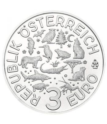 moneda Austria 3 Euros 2019 Tortuga color Tier-Taler.