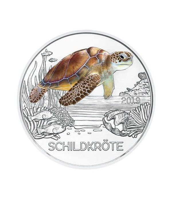 moneda Austria 3 Euros 2019 Tortuga color Tier-Taler.