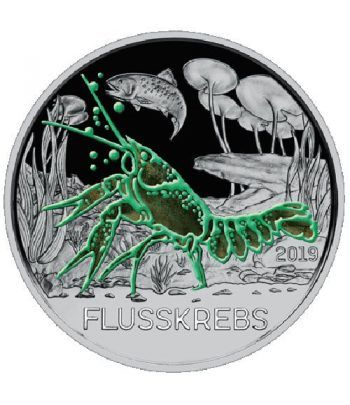 moneda Austria 3 Euros 2019 Cangrejo de Río color Tier-Taler.