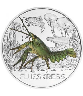 moneda Austria 3 Euros 2019 Cangrejo de Río color Tier-Taler.