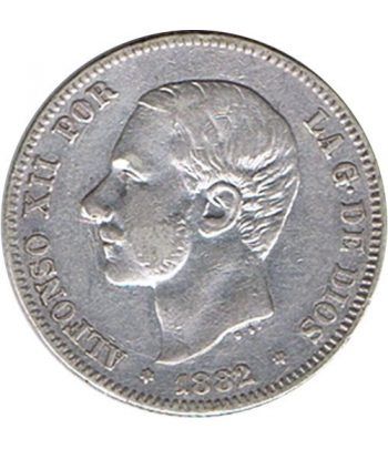 2 Pesetas Plata 1882 *82 Alfonso XII MS M.  - 1