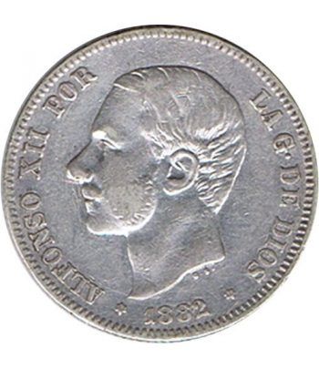 2 Pesetas Plata 1882 *82 Alfonso XII MS M.