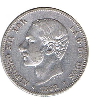 2 Pesetas Plata 1882 *82 Alfonso XII MS M.