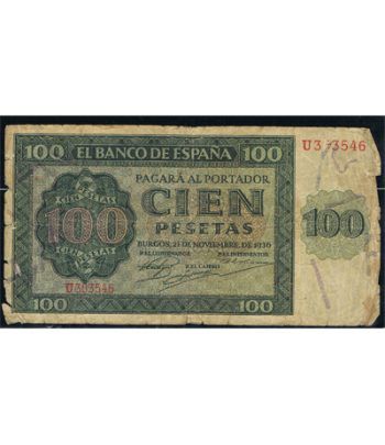 (1936/11/21) Burgos. 100 Pesetas. BC+.