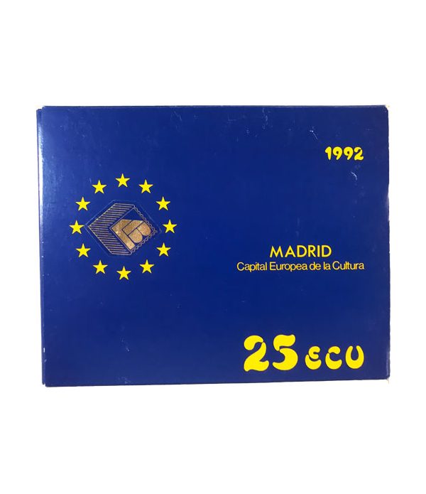 Moneda de 5 onzas de plata 25 ECU Madrid Capital Europea de la Cultura 1992 Proof  - 2
