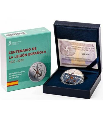 Moneda de España de plata 10 euros Centenario de la Legión Española  - 1