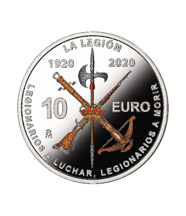 Moneda de España de plata 10 euros Centenario de la Legión Española  - 2