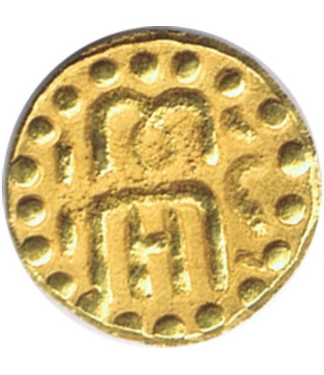 Moneda de oro de la India tamaño pequeño.