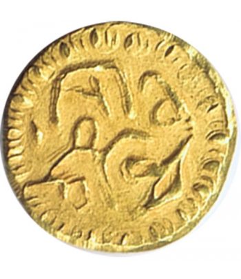 Moneda de oro de la India tamaño pequeño.