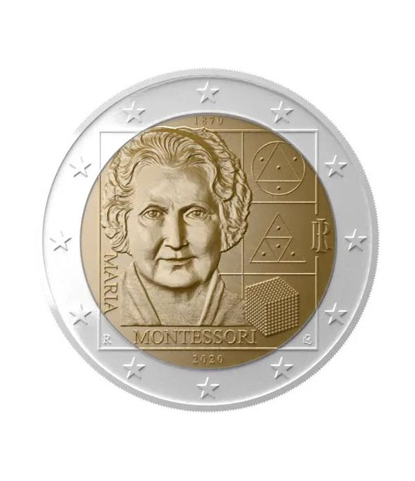 moneda de 2 euros de Italia 2020 conmemorativa Maria Montessori  - 1