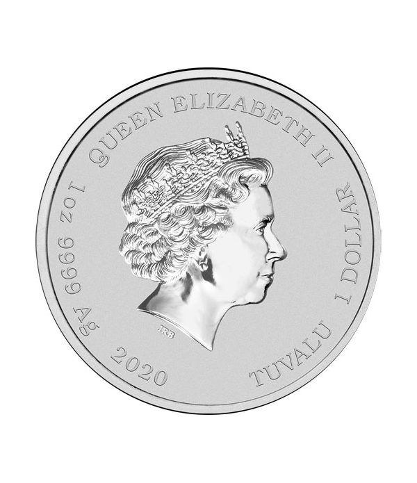 Tuvalu 1$ de plata Krusty el Payaso año 2020.  - 2