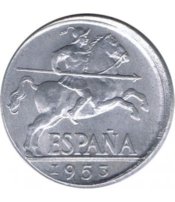 Moneda de España 10 centimos 1953 Madrid SC Desplazada