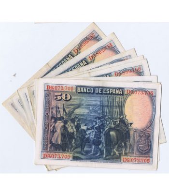 Lote de 10 Billetes de la Républica Española 50 Pesetas de 1928