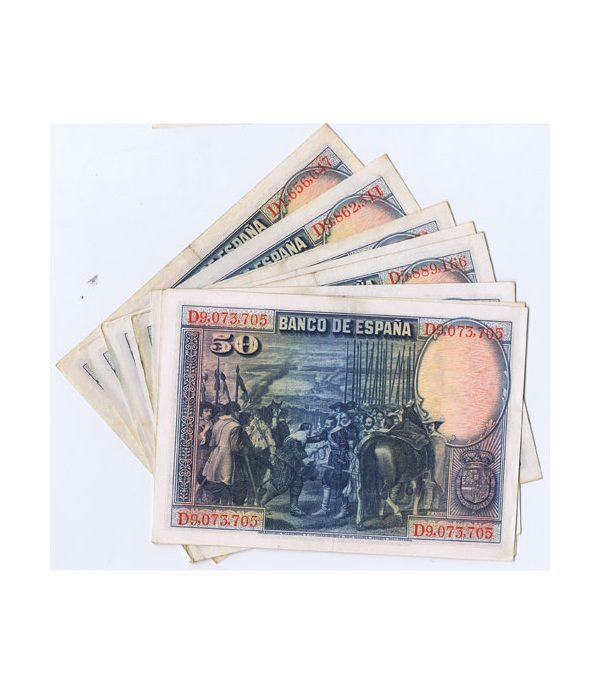 Lote de 10 Billetes de la Républica Española 50 Pesetas de 1928  - 2