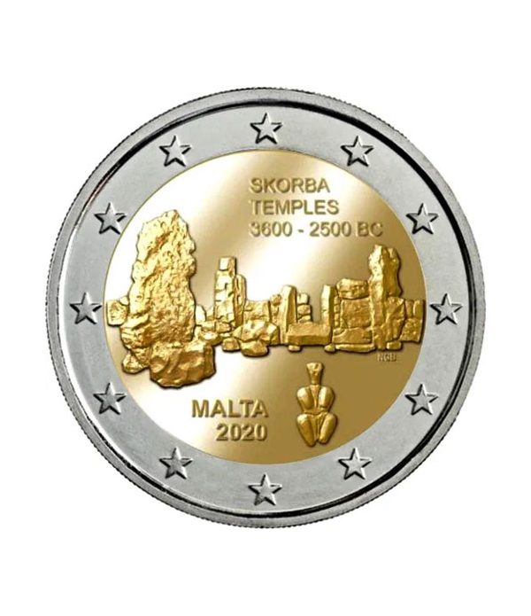 moneda 2 euros Malta 2020 dedicada a los Templos Skorba