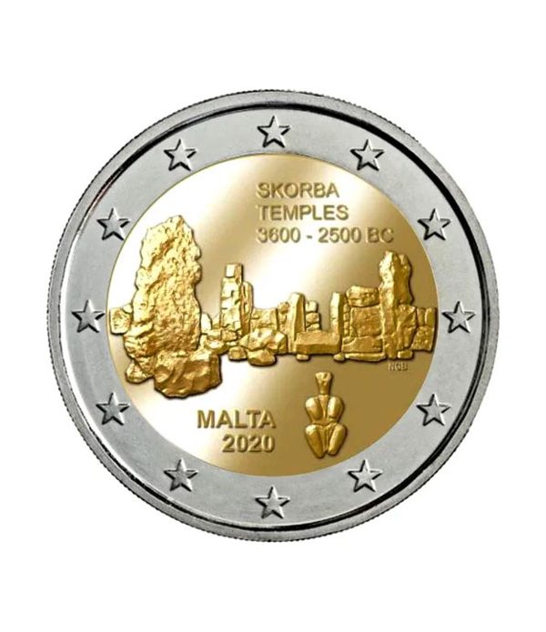 moneda 2 euros Malta 2020 dedicada a los Templos Skorba  - 1