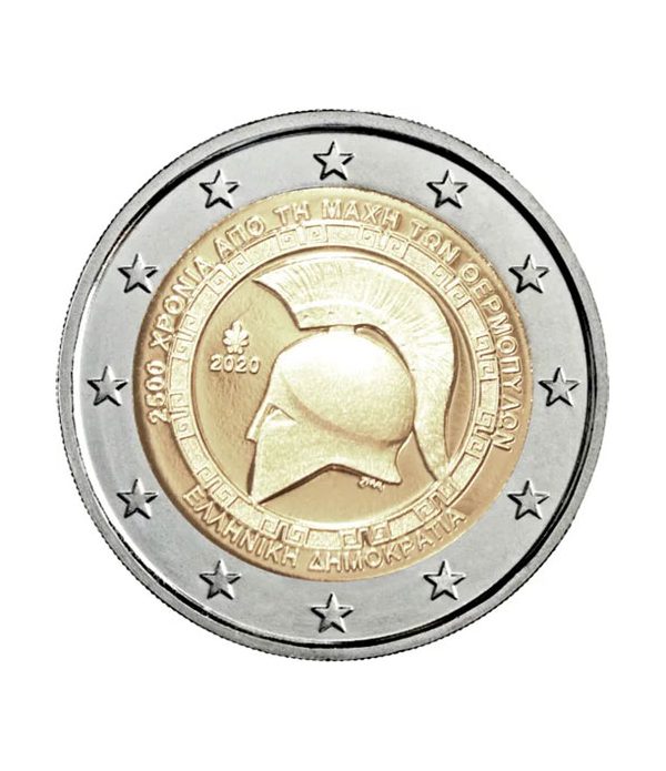 moneda 2 euros Grecia 2020 dedicada a la Batalla Termópilas.  - 1
