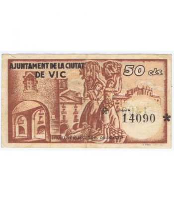 Billete 50 centims Ajuntament de la Ciutat de Vic 1937