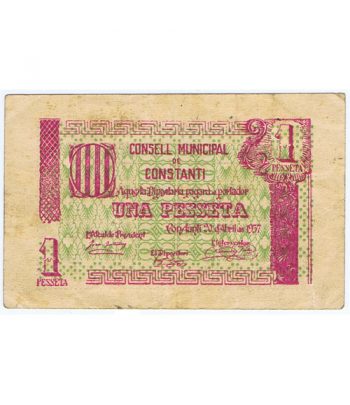 Billete 1 Pesseta Consell Municipal de Constantí 1937