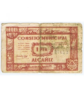 Billete 1 Peseta Consejo Municipal de Alcañiz 1937