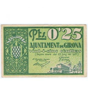 Billete 25 centims Ajuntament de Girona 1937