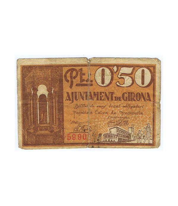 Billete 50 centims Ajuntament de Girona 1937