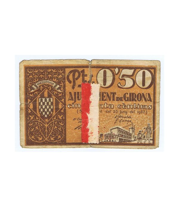Billete 50 centims Ajuntament de Girona 1937