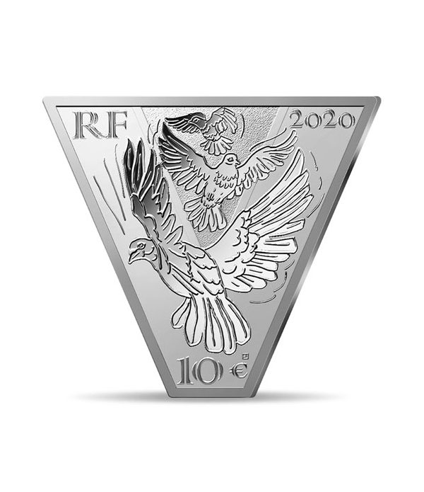 Moneda de plata de Francia año 2020 10 euros Victoria 75 años de Paz.  - 2