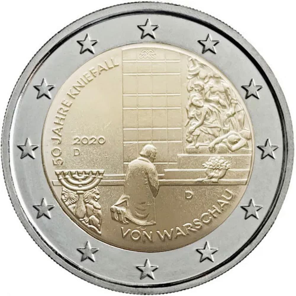 moneda 2 euros Alemania 2020 dedicada a Varsovia. 5 monedas