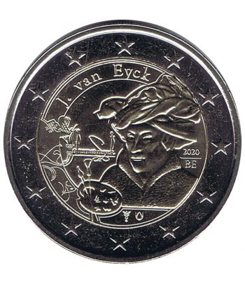 moneda 2 euros Belgica 2020 dedicada al pintor Jan van Eyck