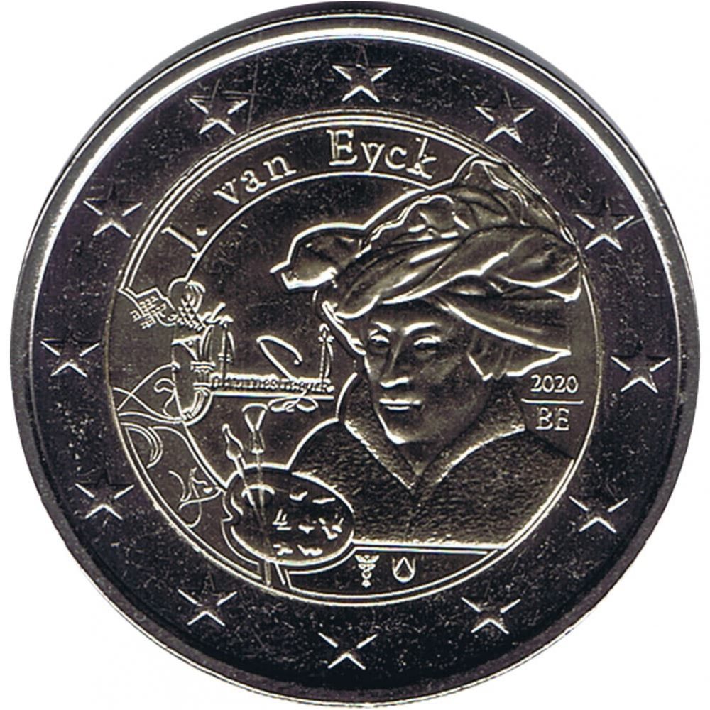 moneda 2 euros Belgica 2020 dedicada al pintor Jan van Eyck