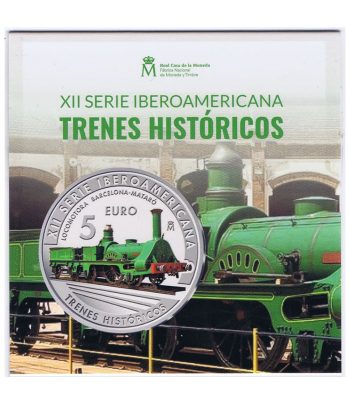 Moneda de España 2020 5 euros Plata XII Iberoamericana Tren