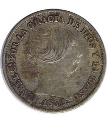 Moneda de España Isabel II 1 Real 1852 Barcelona. Plata.