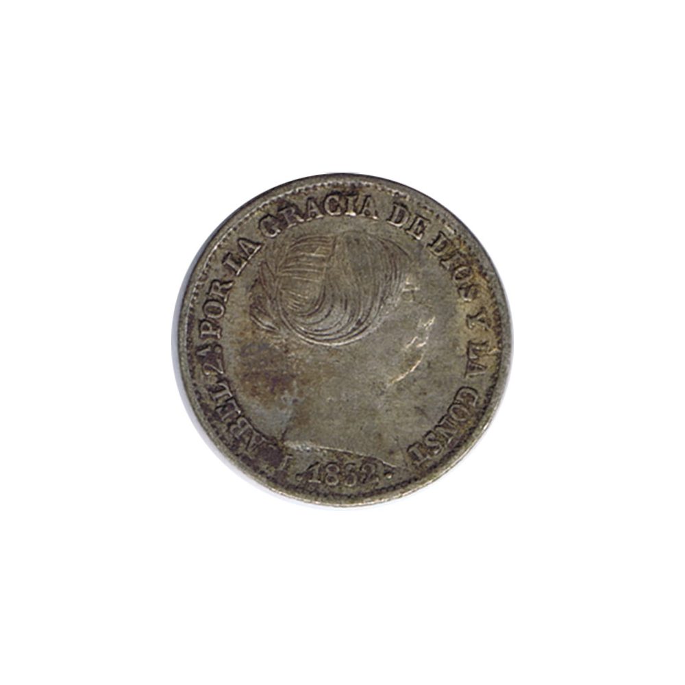 Moneda de España Isabel II 1 Real 1852 Barcelona. Plata.