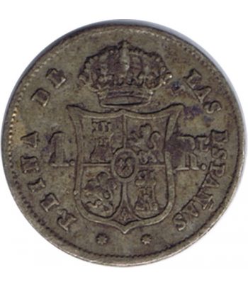 Moneda de España Isabel II 1 Real 1852 Barcelona. Plata.