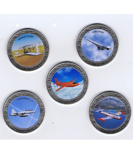 Monedas 2020 Serie Historia de la Aviación I. Estuche con 5