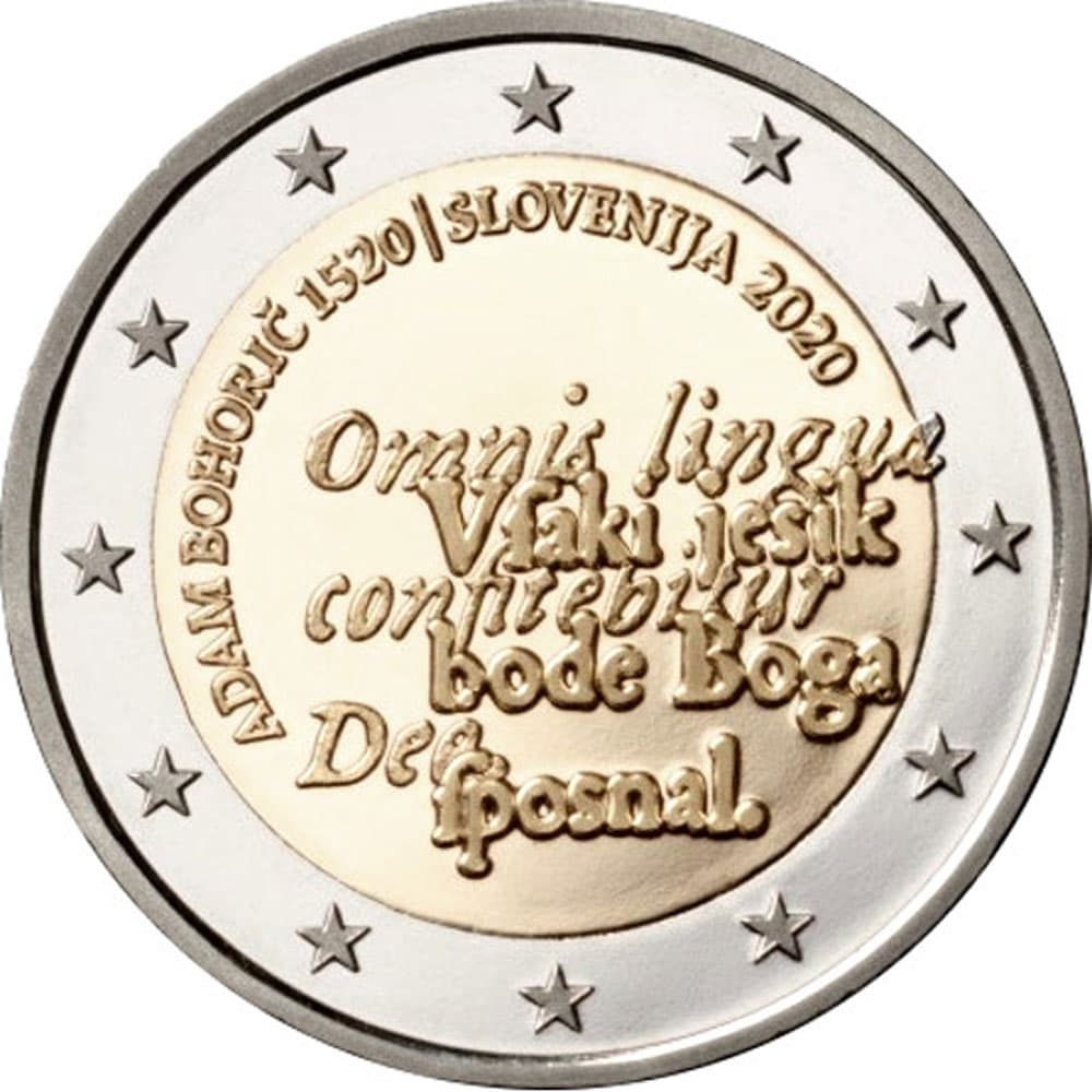 moneda de Eslovenia 2 euros 2020 dedicada a Adam Bohoric.