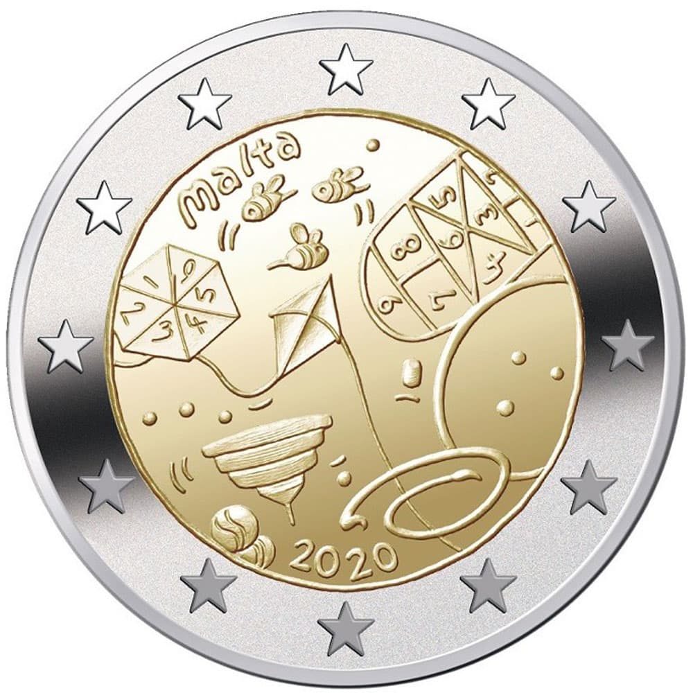 moneda 2 euros Malta 2020 dedicada a los Juegos Infantiles