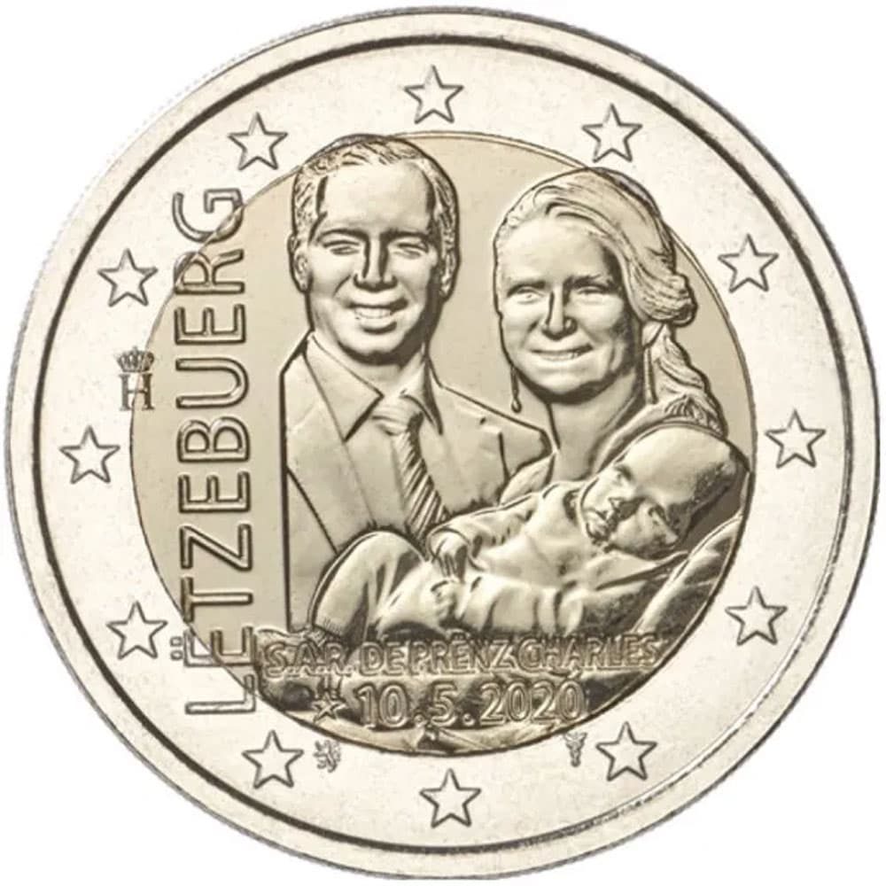 moneda 2 euros Luxemburgo 2020 dedicada al Principe Charles.