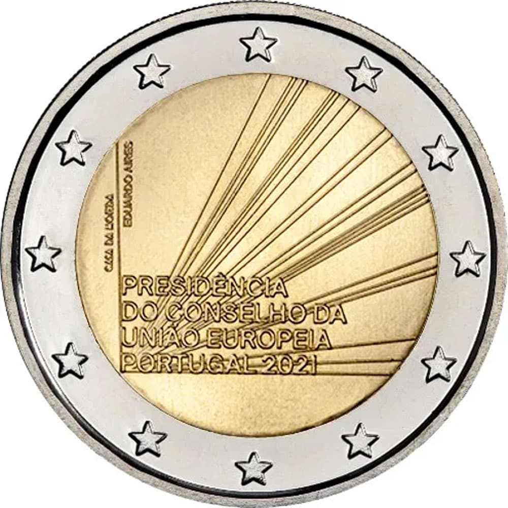 moneda 2 euros Portugal 2021 dedicada al Consejo UE.