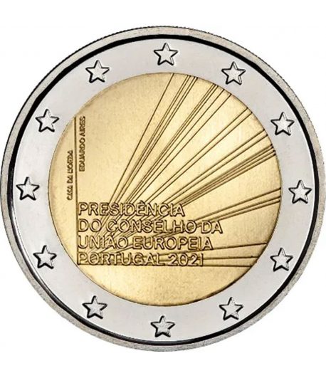 moneda 2 euros Portugal 2021 dedicada al Consejo UE.