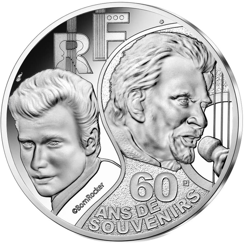Moneda de plata de Francia año 2020 10 euros Johnny Hallyday