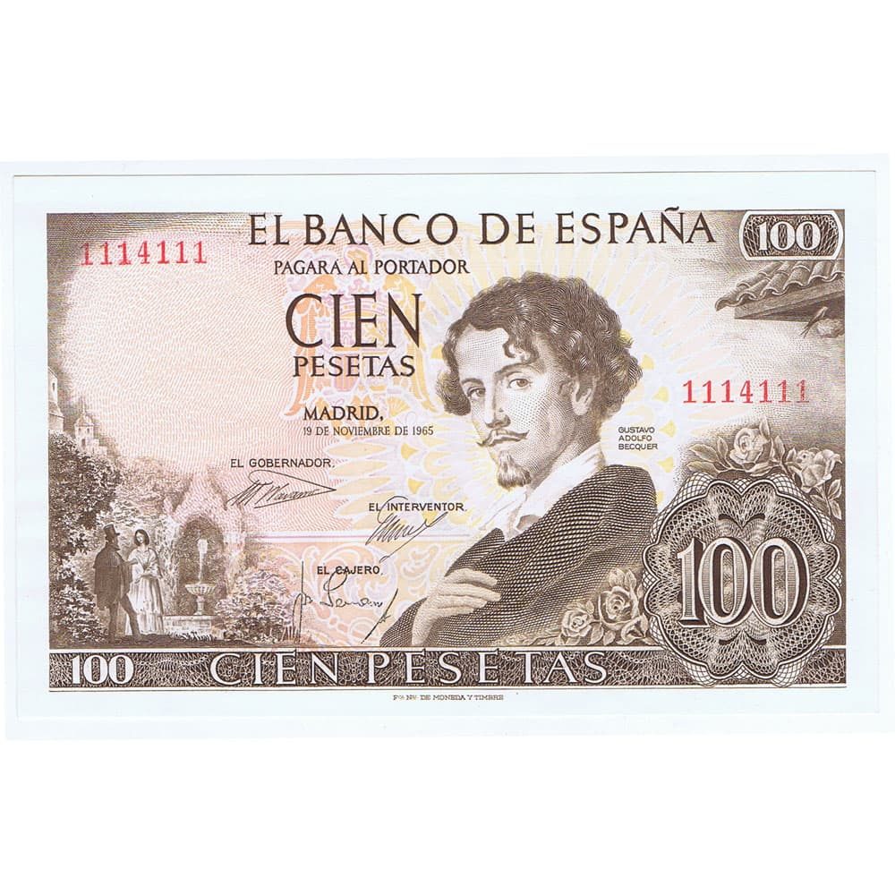 (1965/11/19) Billete de 100 Pesetas. SC. Sin Serie 1114111