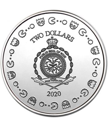 Onza de plata Moneda de Niue 2$ Pac Man Come Cocos 2020