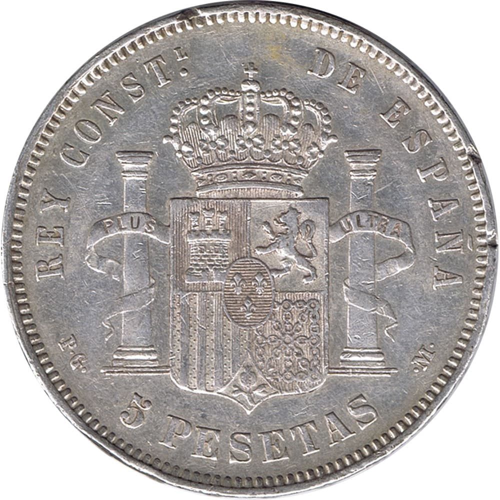 Moneda de España 5 Pesetas de Plata 1891 *91 Alfonso XIII PG M. MBC+  - 2