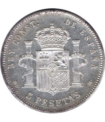 Moneda de España 5 Pesetas de Plata 1885 *87 Alfonso XII MS M.