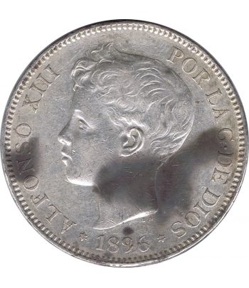 Moneda de España 5 Pesetas de Plata 1896 *96 Alfonso XIII PG V.