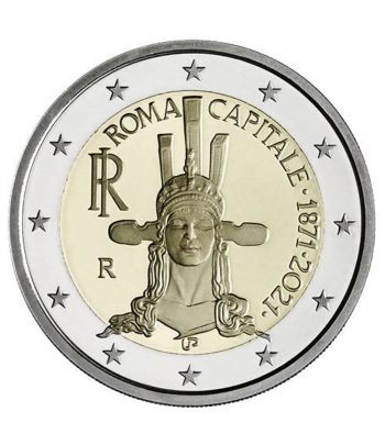 moneda 2 euros Italia 2021 dedicada a 150 años Roma Capital.  - 3
