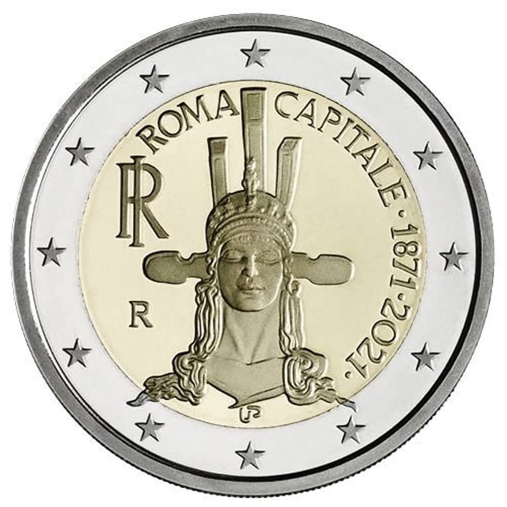 moneda 2 euros Italia 2021 dedicada a 150 años Roma Capital.