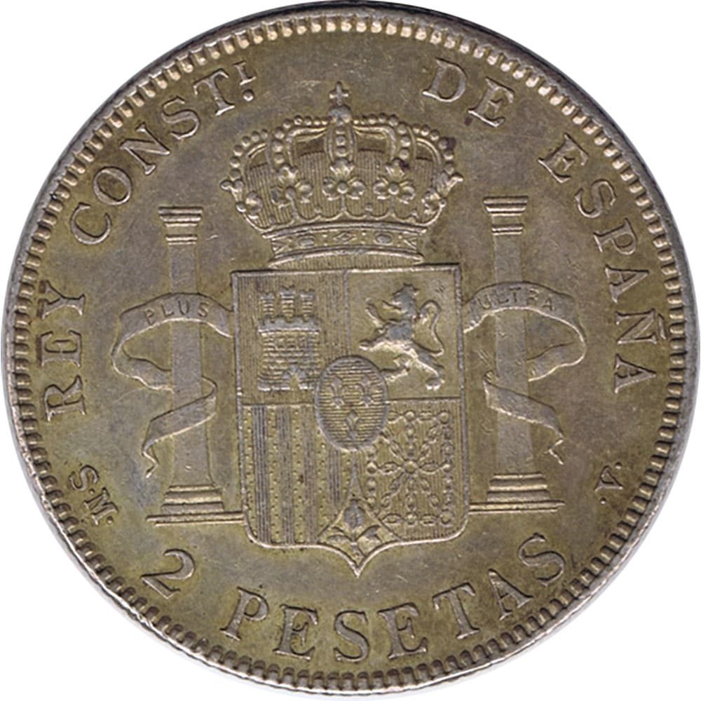 Moneda de España 2 Pesetas de Plata 1905 *05 Alfonso XIII SM V.  - 2